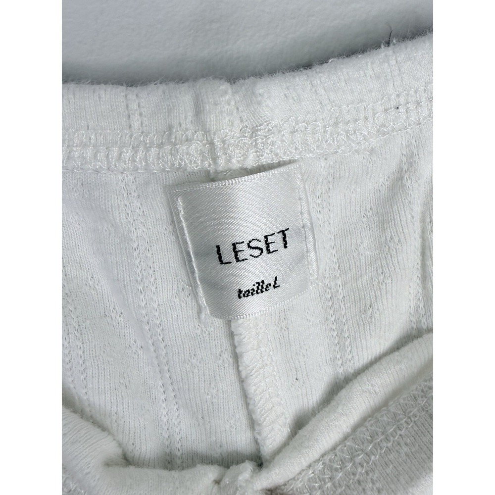 Leset Pointelle Mini Short White Size Large Cotton Dainty Eyelets Scalloped Edge - Picture 5 of 9